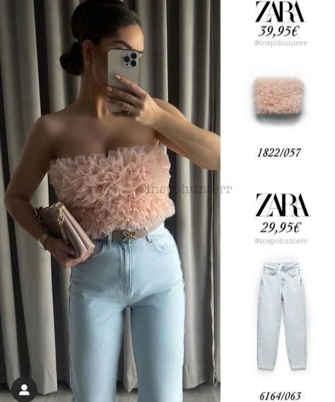 Zara Tulle Top, Zara Fashion 2023, Zara Outfit 2022, Harry Stylrs, Bazar Ideas, Zara 2022, Feather Outfit, Jeans 2022, Zara Knit Top