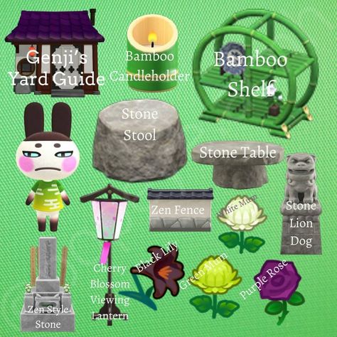 Julia 🌻 on Instagram: “Genji's yard guide! Who else do you want to see guides for? Made by @popeye.acnh AC partner @tory.crossing…” Acnh Genji, Acnh Yard, Animal Crossing 3ds, Stone Lion, Animal Crossing Guide, Stone Lantern, Acnh Designs, Rose Stone, Island Theme