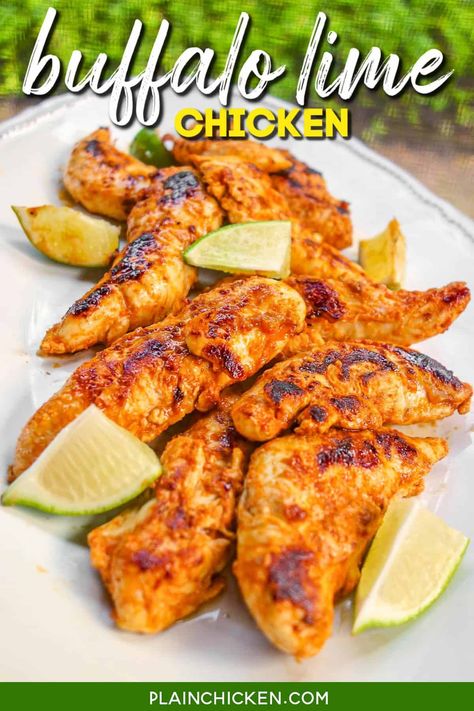 Buffalo Lime Chicken Marinade - chicken marinated in buffalo sauce, lime juice, garlic, olive oil, and salt. Can grill, pan sear, or bake for a quick weeknight meal. Ready to eat in about 15 minutes! #chicken #lowcarb #keto #glutenfree Lime Chicken Marinade, Lime Marinade For Chicken, Chicken Rice Bake, Fruit Salad With Pudding, Gluten Free Entrees, Meal Ready To Eat, Plain Chicken, Chicken Marinade, Weekly Meal Plan