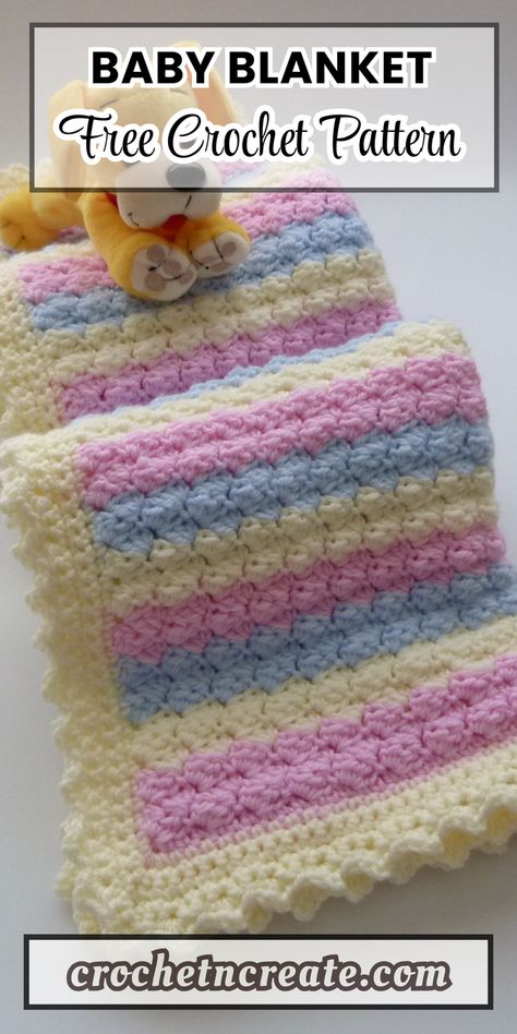 Free crochet pattern - Pastel Baby Blanket from crochet 'n' create. Free fast, quick-easy-beginner-friendly! 'Don't forget to save' Free Crochet Patterns Baby Blanket, Baby Girl Blanket Crochet Patterns Free, Free Crochet Lapghan Patterns, Free Baby Afghan Crochet Patterns, Quick Crochet Baby Blanket Free Pattern Simple Easy, Free Baby Blanket Crochet Patterns Easy, Free Crochet Patterns For Baby Blankets, Crochet Throw Pattern Free, Train Crochet