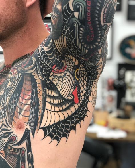 James M on Instagram: “Jay’s armpit web panther healed! You’re the best mate !” Armpit Tattoo, Old School Ink, Skin Washing, Traditional Ink, Human Canvas, Best Mate, Classic Tattoo, Traditional Tattoo Flash, Traditional Tattoos