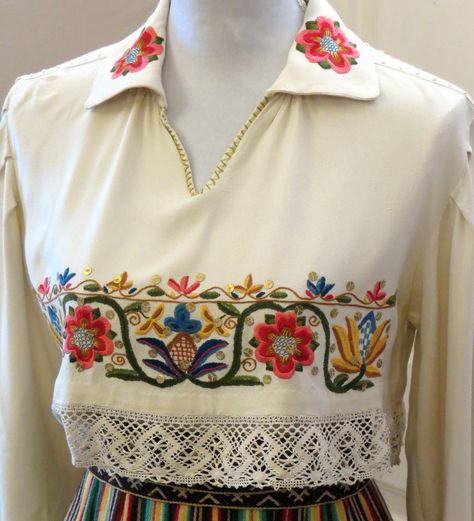 Estonian folk costumes - midriff blouses with rich embroidery German Folk Embroidery, Estonian Culture, Estonian Embroidery, German Embroidery, Eesti Rahvariided, Folk Embroidery Patterns, Estonian Clothing, Modern Folk Embroidery, Modern Folk