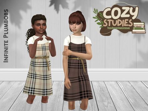 The Sims Resource - Cozy Studies Child Cinched Dress Sims 4 Cc Children Clothing, Sims 4 Jobs, Cinched Dress, Cc Packs, The Sims 4 Skin, Rich Clothes, School Uniform Kids, Sims 4 Children, Sims 4 Dresses