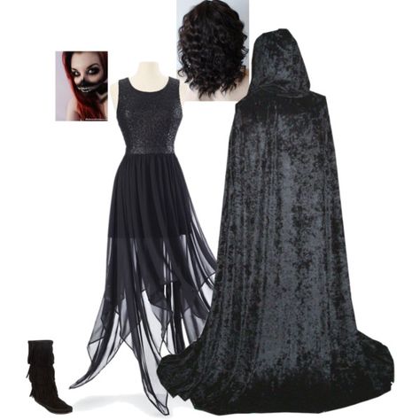 Dementors Costume by nickpick on Polyvore featuring Minnetonka Dementor Costume Diy, Dementor Costume, Dress Leather Boots, Witch Cosplay, Dress Leather, Halloween 2022, Dark Rose, Goth Dress, Halloween 2020