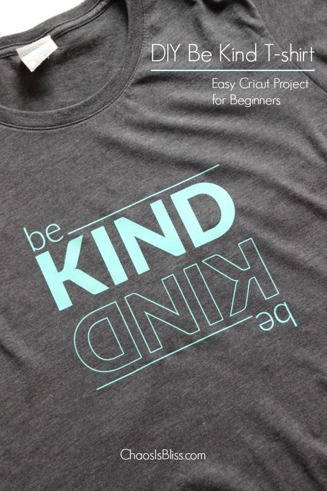 Turn a simple reminder into a bold statement with a DIY Be Kind T-shirt, an easy Cricut project for beginners! #ad #cricutcreated #cricut #diy #graphictee #kindness #bekind Cool Shirt Designs, Creative T Shirt Design, Tshirt Printing Design, Tshirt Design Inspiration, Shirt Design Inspiration, Graphic Tshirt Design, Shirt Print Design, Vinyl Shirts, Creative Tshirt