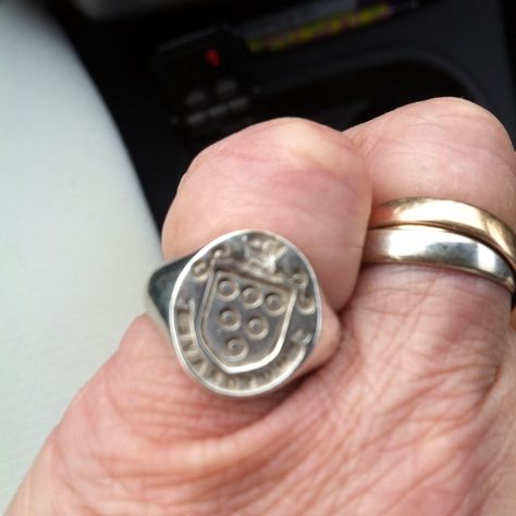 Signet ring of the Musgrave coat of arms that doubles as a wax seal for letters. Ring Bear, Identity Crisis, Seal Ring, Signet Rings, Wax Seal, Pinky Ring, Men's Jewelry, Wax Seals, Coat Of Arms