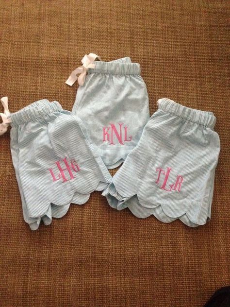 Bug Little Reveal, Bridesmaids Shirts, Pajamas For Teens, Pajamas Shorts, Texas Fashion, Top Sunglasses, Scalloped Shorts, Pj Shorts, Seersucker Shorts