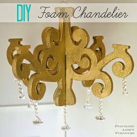 Make your own DIY chandelier using inexpensive craft foam Diy Chandelier Ideas, Foam Board Projects, Cardboard Decor, Thermocol Craft, Cardboard Chandelier, How To Make A Chandelier, Styrofoam Art, Styrofoam Crafts, Inexpensive Crafts