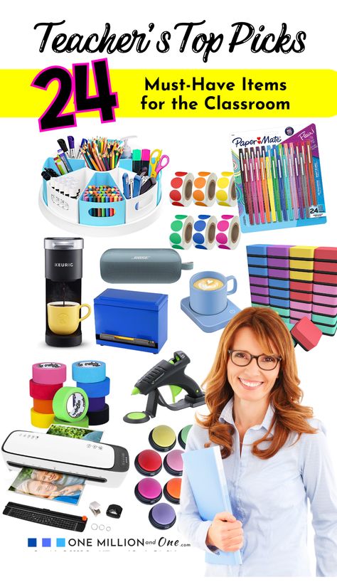 One Million and One asked teachers from pre-school through high school, what their favorite classroom items are. We gathered the items and made the list below. Here is the list of the top 24 favorite teacher items. We’ve included associate links that will take you directly to the product, or you may see them all listed on our website under” Amazon Must-Haves”. Welcome to the world of must-have teacher supplies! Kindergarten Classroom Must Haves Teachers, Must Have Classroom Supplies, New Teacher Must Haves Elementary, Must Have Teacher Supplies, Best Teacher Supplies, Must Have Teacher Items, 1st Grade Teacher Must Haves, Classroom Needs List Teachers, Teacher Supplies Must Have