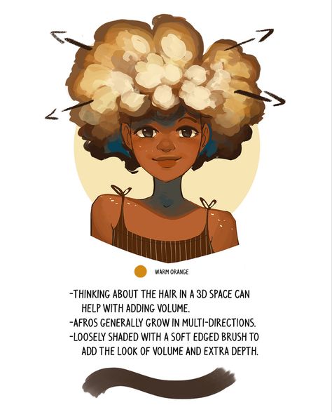 Art Style Hair, Afro Tutorial, Drawing Help, Oc Inspiration, Tutorials Drawing, Digital Painting Tutorials, Hair Reference, Art Brushes, Art Poses