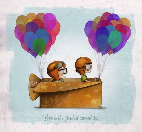 Up Carl Y Ellie, Disney Amor, Love Is The Greatest, Up Pixar, 동화 삽화, Images Disney, Disney Up, Up Theme, Adventure Art