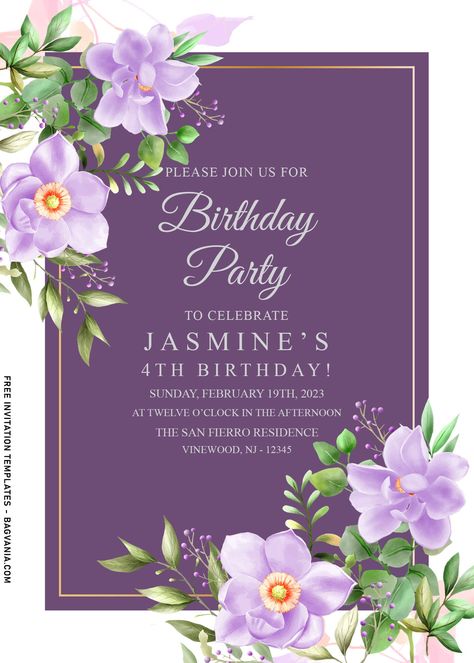 Roses Birthday, Dance Party Invitations, Free Printable Invitations Templates, Floral Birthday Invitations, Floral Invitations Template, Rosé Birthday, Invitation Maker, Free Printable Birthday Invitations, Free Printable Invitations