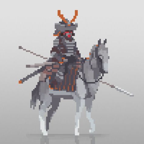 Samurái 2 128 X 128 Pixel Art, Pixel Art Guide, Horse Pixel Art, Pixel Art Knight, Pixel Art Character Design, Pixelart Character, Pixelart Anime, Pixel Art Sprite, Nail Bat