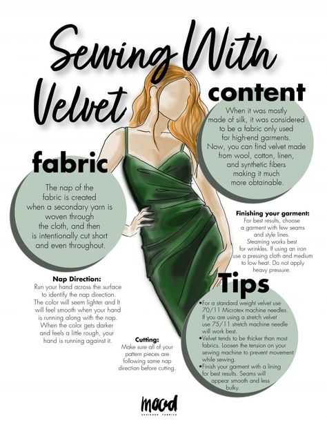 Sewing With Velvet - Mood Sewciety Velvet Sewing Ideas, Velvet Sewing Pattern, Easy Sewing Patterns Clothes, Diy Velvet Dress, Velvet Dress Sewing Pattern, Velvet Sewing Projects, Mood Sewing Patterns, Sewing Techniques Tutorials, Fashion Design Ideas