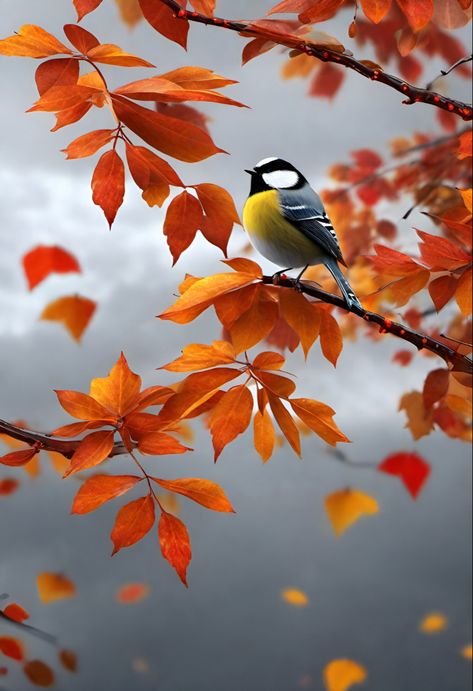 Autumn Birds, Nature Scene Tattoo, Nature Bookmarks, Beautiful Flowers Photos, Pretty Landscapes, Autumn Scenes, Nature Drawing, Autumn Scenery, Bird Pictures