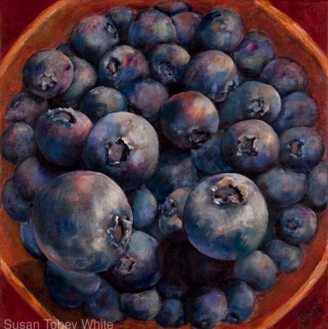 Blueberries by Susan Tobey White, Acrylic, 36 x 36 x 11/2 Blueberry Still Life, Painting Blueberries, Acrylic Painting Still Life, Higher Art, Still Life Fruit, Oil Pastel Art, Life Paintings, Fruit Painting, Still Life Drawing