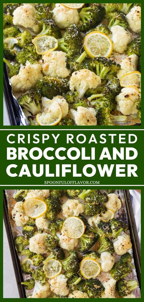 Out of Thanksgiving side dish ideas? Try this Roasted Broccoli and Cauliflower! It starts with tender and crispy roasted vegetables with lots of flavors! Pin this healthy Thanksgiving dinner recipe! Brocolli Thanksgiving Side, Broccoli As A Side Dish, Broccoli And Cauliflower Recipes Baked, Roasted Brocolli And Cauliflower Recipes, Roasted Broccoli Cauliflower And Carrots, Steamed Broccoli And Cauliflower Recipes, Broccoli Thanksgiving Dish, Oven Roasted Broccoli And Cauliflower, Thanksgiving Recipes Broccoli