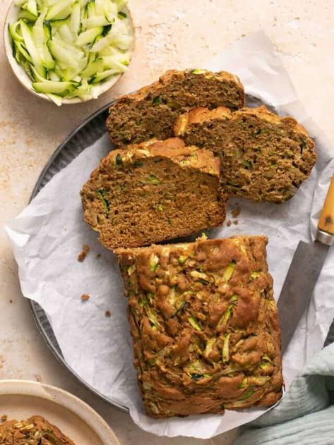 Zucchini Protein, Lauren Fit Foodie, Protein Bread Recipe, Healthy Zucchini Bread, Sugar Free Pancakes, Best Zucchini Bread, Zucchini Bread Healthy, Dry Bread, How To Store Bread