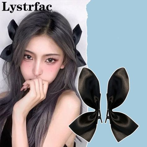 Korean Accessories, Kawaii Hairstyles, Female Hair, Bow Hairstyle, Clip Hairstyles, Ribbon Hairstyle, Popular Hairstyles, Diy Hair Accessories, Korean Hairstyle