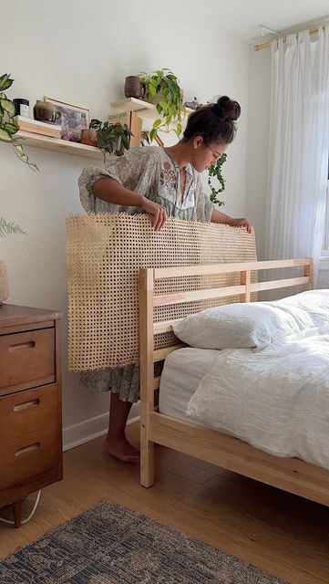 Tarva Ikea Bed, Ikea Wooden Bed, Natalie Doef, Bed Frame Hack, Diy Scale, Ikea Bed Frames, Rattan Bed Frame, Beautiful Bed Designs, Bed Makeover