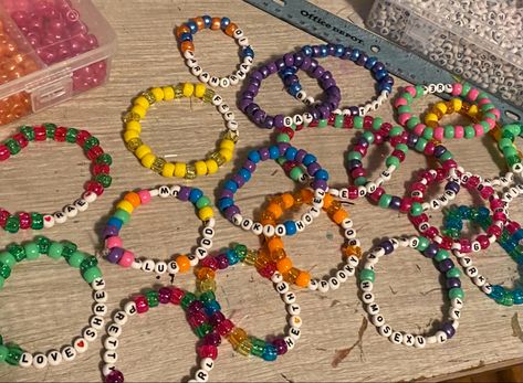 These are my first ever kandi bracelets I’ve made! I’m so excited to wear them to school! Fall Out Boy Bracelet, Scene Kandi Singles, Trans Kandi Cuff, Gir Kandi Cuff, Kandi Kid, Kandi Bracelets, Fall Out Boy, How To Wear