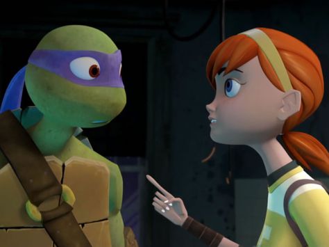 Donnie And April, Tmnt 2012 April, 2012 April, Donatello Tmnt, Shell Shock, Tmnt 2012, Fan Girl, Mutant Ninja, Teenage Mutant