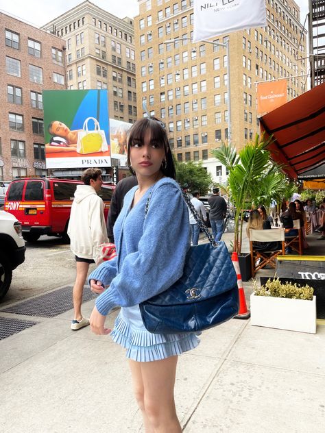 #coquette #nyc #nycfashion #styleblogger #streetstyle #powderblue #aesthetic #chanel #fashion #fashionstyle #fairycore #summer #summerstyle #summervibes #summeroutfit #summeroutfit Powder Blue Outfit, Aesthetic Chanel, Blue Frosting, Chanel Fashion, Insta Inspo, Nyc Fashion, Blue Outfit, Powder Blue, Summer Vibes