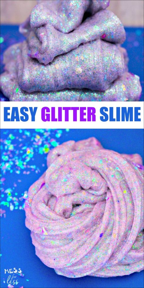 Make Slime For Kids, Glitter Slime Recipe, Fun Slime, How To Make Glitter, Easy Toddler Crafts, Slime For Kids, Glitter Slime, Homemade Art, Minion Party