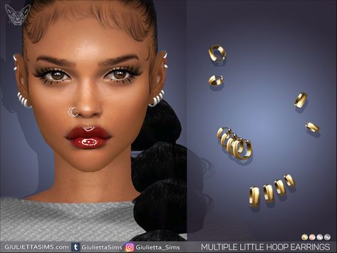 Septum Earrings, The Sims 4 Custom Content, Little Hoop Earrings, Sims 4 Piercings, Sims 4 Cc Eyes, Mod Earrings, The Sims 4 Skin, Sims 4 Cc Kids Clothing, Big Statement Earrings