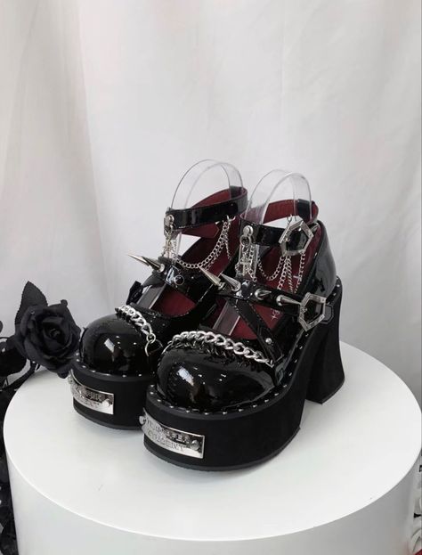 Personal Inventory, Goth Platforms, Coquette Dark, Goth Fits, Alternative Shoes, Fairy Shoes, Goth Shoes, Heels Aesthetic, Dr Shoes