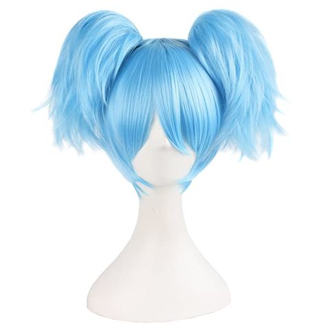 Amazon.com : MapofBeauty 12"/30cm Light Blue Three-piece Wig Short Wig Cosplay Wigs : Beauty & Personal Care Short Blue Wig, Blue Pigtails, Pigtail Wig, Anime Wigs, Short Hair Lengths, Wig Party, Blue Wig, Halloween Wigs, Wig Short