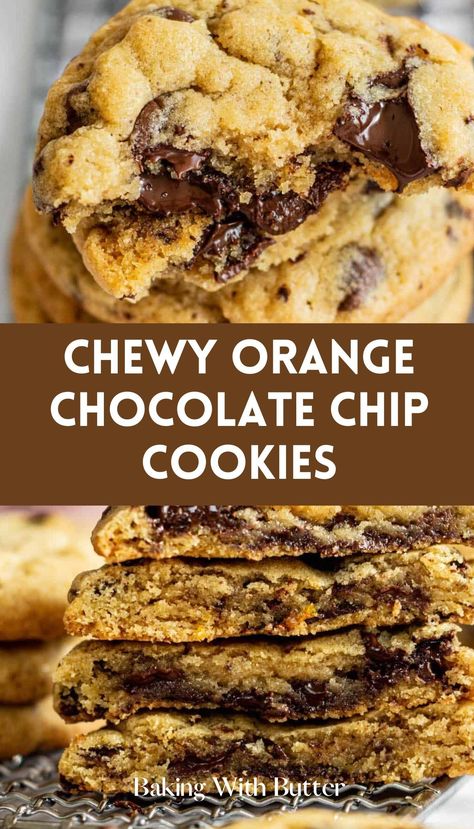 Orange Chocolate Cookies Recipes, Orange Dark Chocolate Cookies, Chocolate Chip Orange Cookies, Chocolate And Orange Cookies, Orange Chocolate Cookies, Orange Chocolate Chip Cookies, Orange Cookies Recipes, Orange Desserts, Cookies Orange