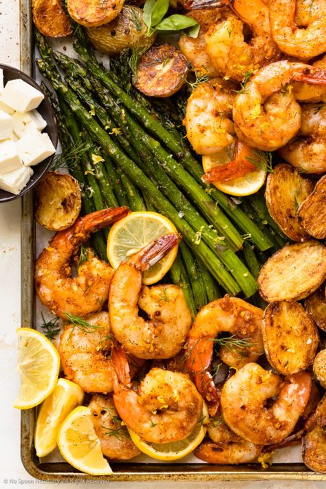 Pan Shrimp Recipes, Shrimp And Potatoes, Shrimp With Asparagus, Shrimp Potatoes, Potatoes Asparagus, Crispy Roasted Potatoes, Sheet Pan Shrimp, Broccoli And Potatoes, Pan Shrimp