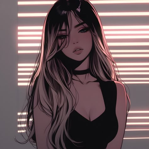 Anime Profile Picture Female, Goth Brown Hair, Black Haired Anime Female Pfp, Dark Feminine Anime, Anime Goth Female, Goth Anime Woman, Anime Baddie, Brown Hair Pfp, Emo Women