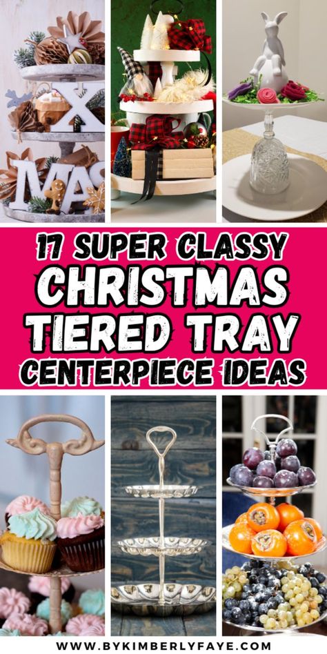 Classy Christmas Tiered Tray Centerpiece Ideas Christmas Centerpiece Ideas Table, Dollar Tree Tiered Tray Diy, Christmas Tiered Tray Decor Diy, Tray Centerpiece Ideas, Centerpiece Ideas Christmas, Christmas Tray Decor Ideas, Christmas Tiered Tray Ideas, Tiered Tray Ideas, Tray Centerpiece