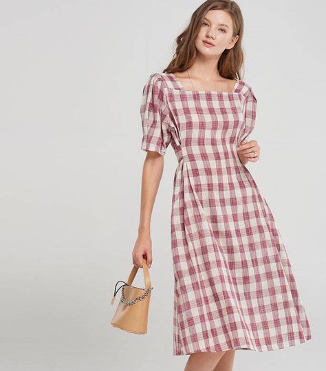 Checked Dress Outfit, Check Dresses For Women, Fall Dress Trends, Fashion Trend Pattern, Fashion Trend Inspiration, Farm Dress, Checked Dress, Cottagecore Clothes, Frock For Women