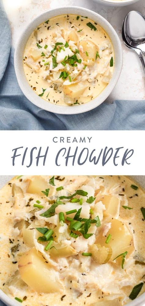 Creamy Fish, Soup For Lunch, 40 Aprons, Chowder Recipes Seafood, Seafood Risotto, Fry Bake, Fish Chowder, Lent Recipes, Delicious Seafood Recipes