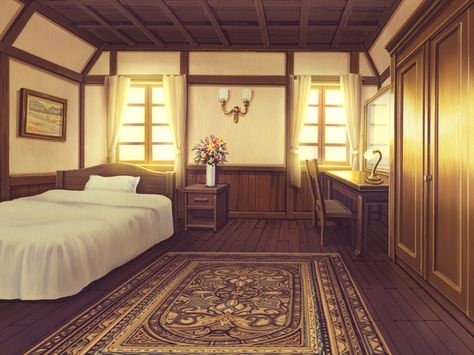 Fantasy Hotel, Medieval Room, Medieval Bedroom, Anime Houses, Famous Anime, Anime Places, Fantasy Rooms, Fantasy House, House Room