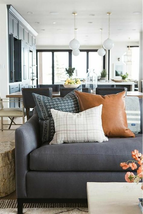 Gray Couch, Cheap Living Room Furniture, Lots Of Windows, Cottage Interior, Living Room Remodel, Family Room Design, Living Room Diy, Room Remodeling, Easy Home Decor