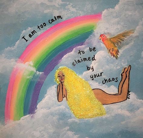 There are all kinds of energies that are going to come your way and bombard you to try and affect your vibration! 😵‍💫 Focus on your own lane, and your own personal vibration that YOU yourself are emitting. Don’t be a scapegoat, a doormat, or a punching bag at this time period. There are many projections coming from the unhealed aspects of others. Keep your smile bright and your energy high… as much as you can! Claim your own energy! ✨ •••••••••••• Pic Art from Pinterest/Etsy - DaniMae Arts Affirmation Painting, I Am Calm, Peace Quote, Artists Painting, Healing Art, Energy Healing Spirituality, Hippie Art, Note To Self, Pretty Words