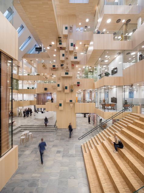 Gallery of Bodø Town Hall / Atelier Lorentzen Langkilde - 17 Atrium Design, Interior Fit Out, Hall Interior, Hall Design, Iconic Buildings, Bodo, New Town, School Architecture, Scandinavian Home