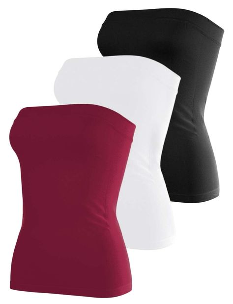 PRICES MAY VARY. No built-in bra. Soft fabric with added spandex for a comfy, stay-put fit. Slim-fit silhouette accentuates your figure. Sleeveless, strapless design offers a bold shoulder-baring look. These long tube tops for women are easy to style with a range of bottoms, providing a variety of styling options. Whether you're heading to a music festival, a day out with friends or a romantic date night, our strapless tube top is the perfect choice for any occasion. Easy Care: Simply machine wa Long Tube Top, Strapless Shirt, Top Strapless, Bandeau Tops, Amazon Clothes, Chill Fits, Strapless Bandeau, Tube Tops, Strapless Tops