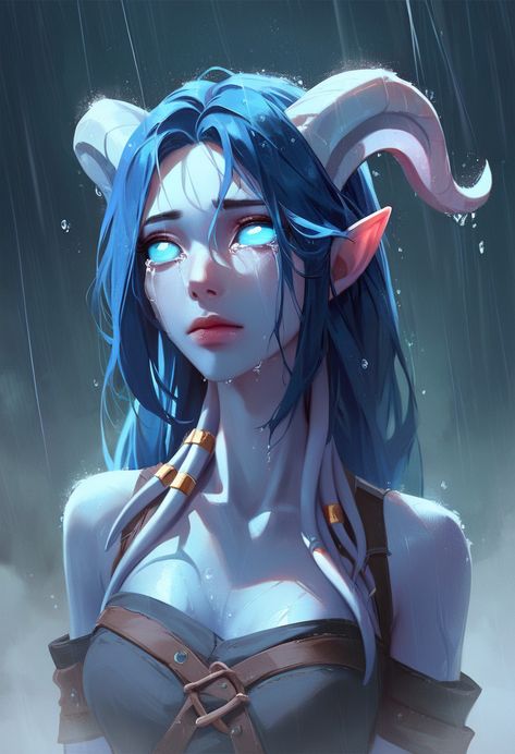 In the rain Wow Draenei, Wow Elf, Character Portrait, Anime Stories, Fantasy Artwork, World Of Warcraft, Character Portraits, In The Rain, Character Design Inspiration