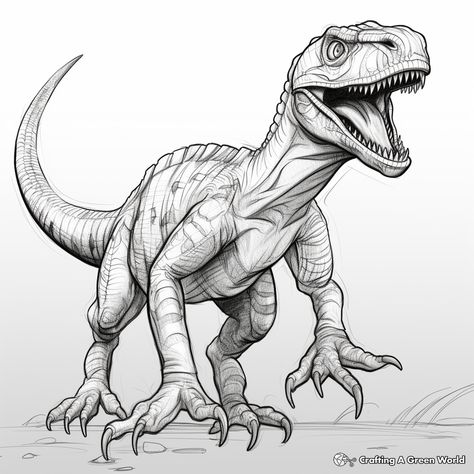 Raptor Dinosaur Tattoo, Jurassic Park Drawing, Velociraptor Drawing, Velociraptor Tattoo, Grayscale Art, Soccer Banner, Kindergarten Coloring Pages, Butterfly Plants, Banner Ideas