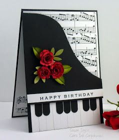 Musical Cards, Shaped Cards, Grand Piano, Fancy Fold Cards, Birthday Cards Diy, Wrapping Ideas, Happy Birthday Card, Card Tutorials, Special Cards