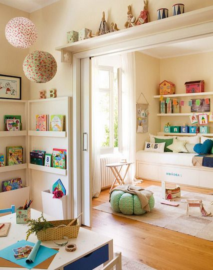 Killian says, I like all the things. The furniture. I want to break in there and play in there. Mommo Design, Colorful Playroom, Beautifully Organized, Playroom Design, Kid Rooms, Toy Rooms, Playroom Ideas, Remodel Bedroom, Pocket Doors