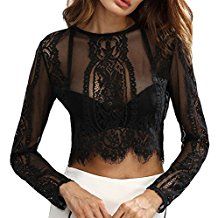 Zipper Blouse, Black Lace Crop Top, Sheer Crop Top, Sheer Lace Top, Cute Crop Tops, Crop Top Shirts, Long Crop Top, Lace Crop Tops, Bustiers