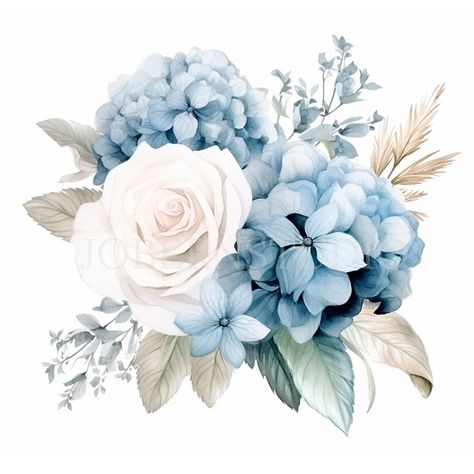 Blue Flower Clipart, Unique Clipart, Pngs Transparent, Cadre Diy, Border Clipart, Special Images, Flower Watercolor, Unique Greeting Cards, Personalized Artwork