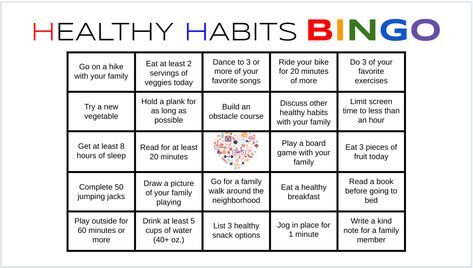 HEALTHY HABITS BINGO Fitness Bingo, Bingo Challenge, Plank Variations, Bingo For Kids, Rakhi Making, Bingo Template, Building A Community, Limiting Screen Time, Social Emotional Skills