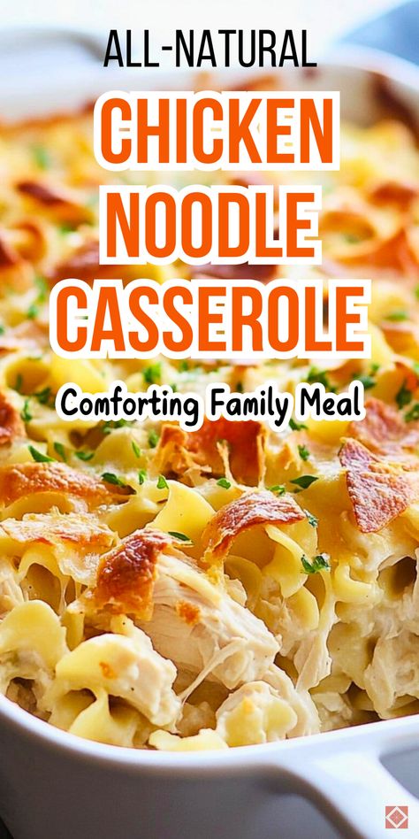 Clean eating meets comfort food with this All-Natural Chicken Noodle Casserole! Made with fresh ingredients and no canned soup, it’s a delicious, creamy dish the whole family will love. Save this pin to try a healthier take on a classic casserole. Noodle Casserole Recipes Chicken, Chicken And Noodle Bake, Chicken Noodle Casserole Recipes, Chicken Noodle Casserole Easy, Chicken Noodle Casserole Recipe, Noodle Casserole Recipes, Canned Soup, Chicken Noodle Casserole, Noodle Casserole